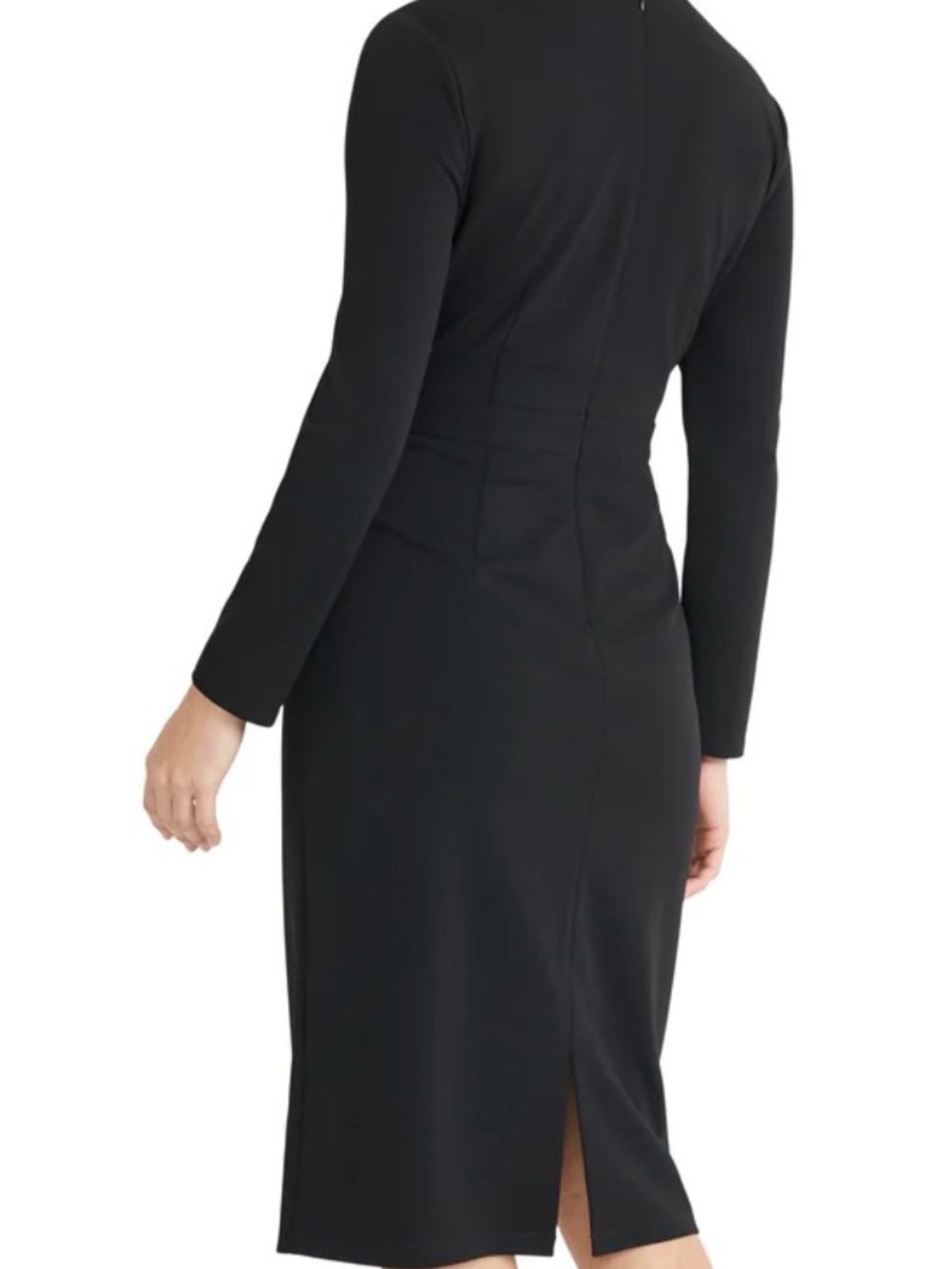 Maggy London Long Sleeve Black Belted Sheath Dress - Picture 8 of 8